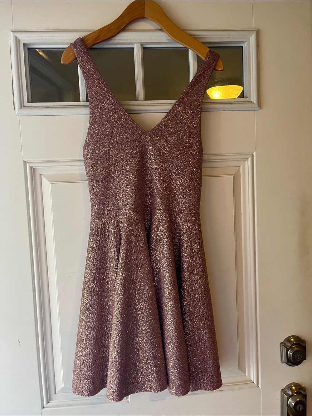silence + noise Shimmery dusty rose with gold threads-VNeck Fit & Flare dress